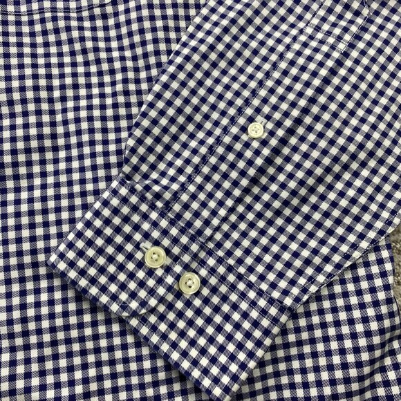 Brooks Brothers Button Down Shirt Men Extra Large XL Blue White Checkered Polo - Picture 2 of 9